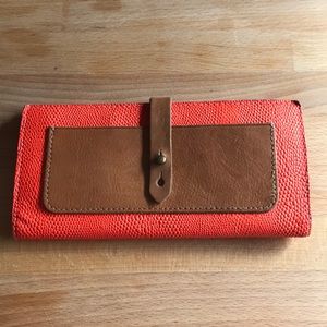 Orange and brown leather Madewell wallet
